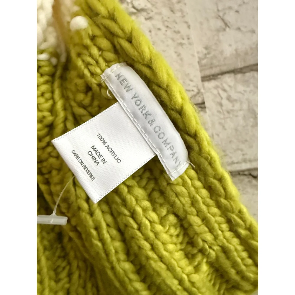 NWOT VTG New York & Co Color block Retro Cable Knit Fringe scarf